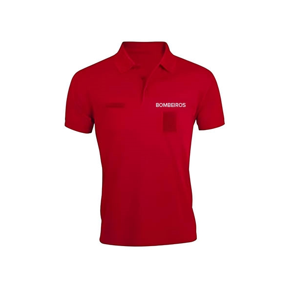 Polo Piqué Bombeiro Manga Curta Vermelho