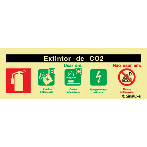 Sinal Agente Extintor CO2 Sinalux P0451