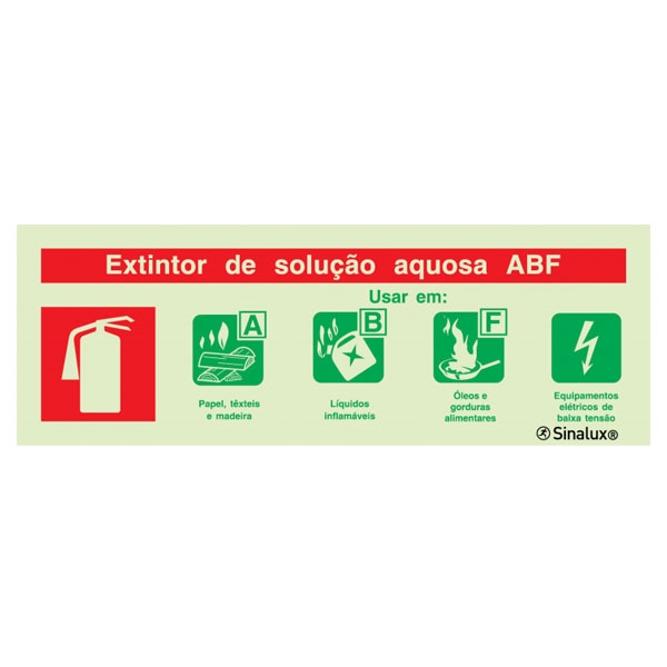 Sinal Agente Extintor Solução Aquosa ABF Sinalux P0460