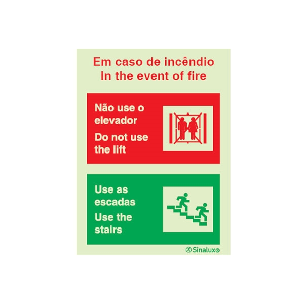 Sinal Não Usar o Elevador, Usar as Escadas Sinalux P0612