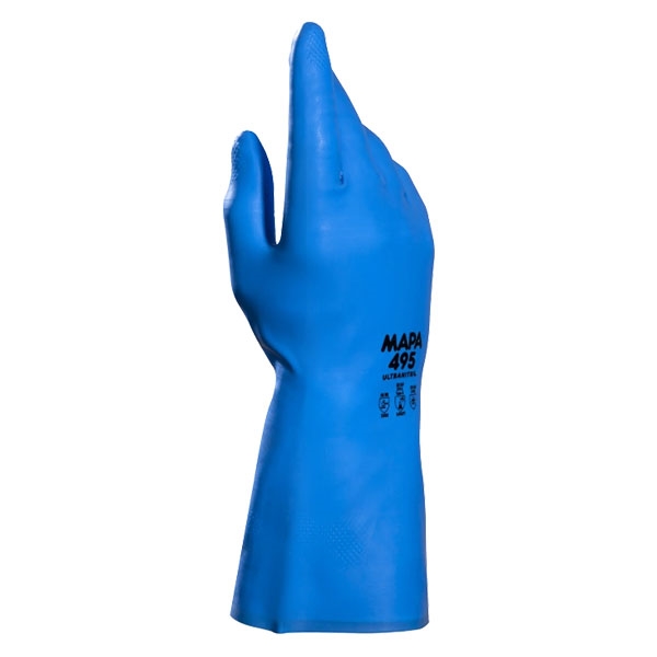 Luvas Mapa Ultrafood 495 (Nitrilo Azul, Agro-Alimentar) (32cm/0,45mm)
