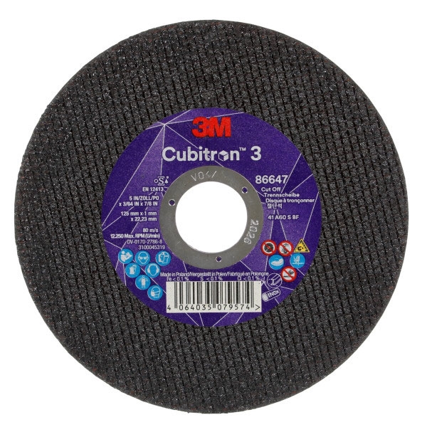 Disco de corte 3M™ Cubitron™ 86647c3 125x1x22,23mm
